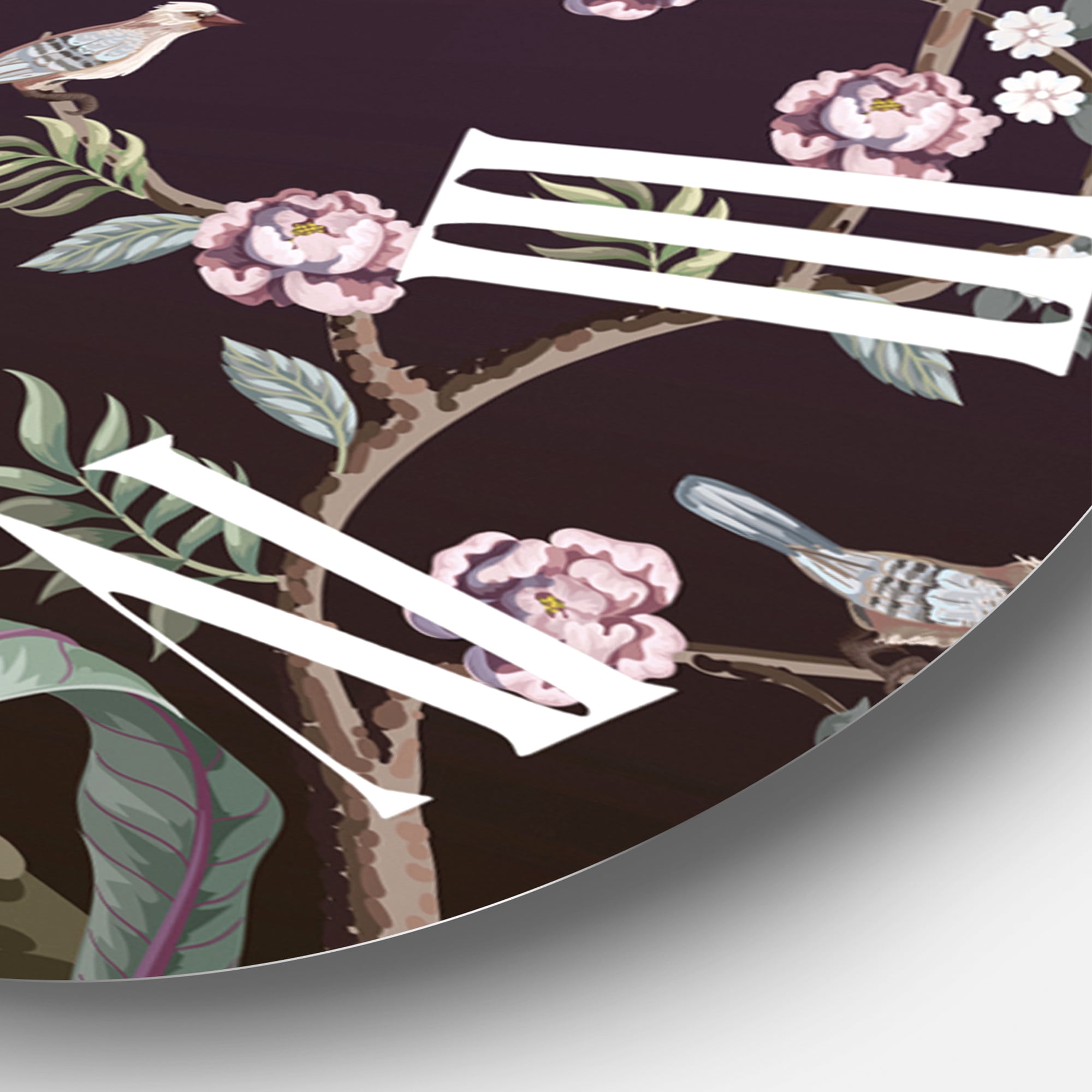 Designart 'Chinoiserie With Birds And Peonies I' Traditional Wall Clock