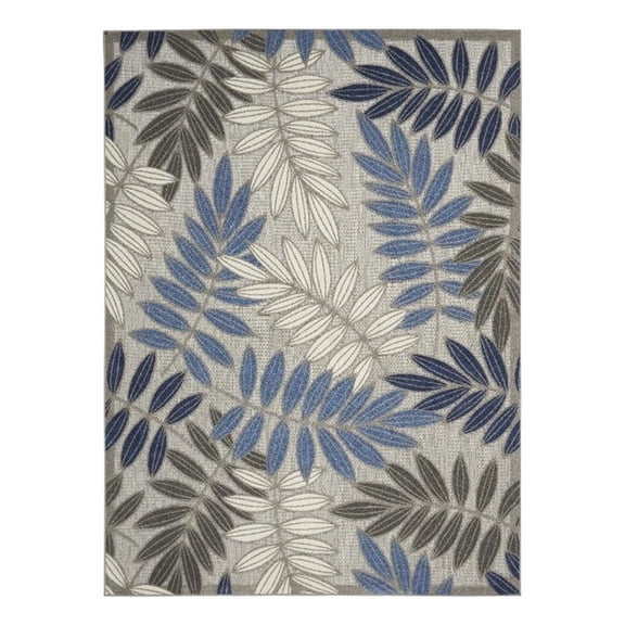 Pemberly Row 7'x10' Gray/Blue Indoor/Outdoor Polypropylene Rug