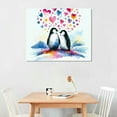thumbnail image 2 of Orinice Hearts Penguins Love Fine Art Aesthetic Poster Print Wall Painting for Home Decor 20x16in, 2 of 6