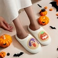 thumbnail image 2 of Halloween Slippers Spooky Ghost Slippers Cute Cozy Warm Plush Slip-On House Indoor and Outdoor Shoes, 2 of 9