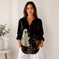thumbnail image 5 of Nyfairy Plus Size Women's Halloween Print Long Sleeve Button Down Casual Shirt, 5 of 5
