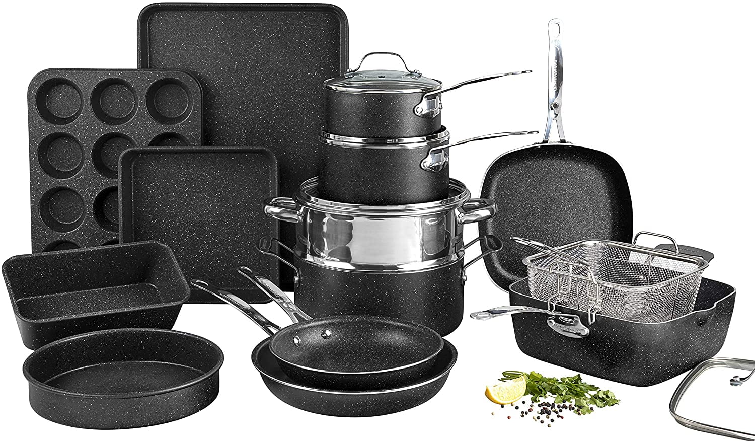 Granite Stone Pots and Pans Set, 20 Piece Complete Cookware + 
