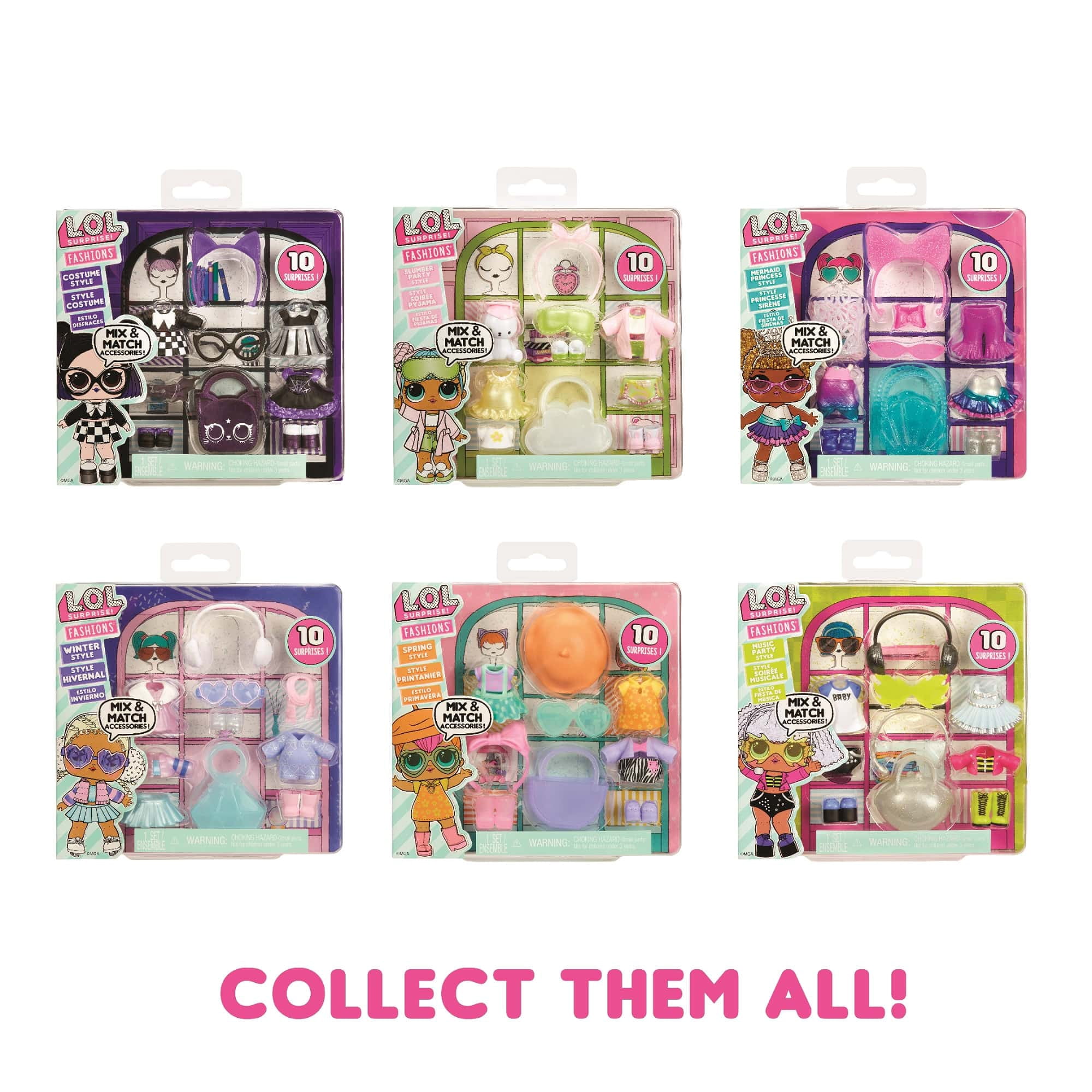 LOL Surprise Fashion Packs – 6 Packs, 6 Unique Styles each with 3 Outfits, 2 Pairs of Shoes, 4 Accessories, Mix and Match Styles to Create Tons of Doll New Looks - Girls Gift Age 4+