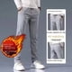 thumbnail image 4 of Pantalones negros con forro polar para hombre, otoño e invierno, estilo coreano, tallas grandes, ajustados, rectos, casuales, 4 of 5