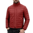thumbnail image 4 of Ceisia Men Solid Stand Collar Quilted Puffer Jacket Full Zip Lightweight Warm Outer Coat For Fall Winter Outdoor Travel Daily Commute Gift, 4 of 7