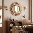 thumbnail image 6 of BEAUTYPEAK 20" Round Wood Sunburst Wall Mirror Vanity Mirror Wall Mounted, Light Brown, 6 of 6