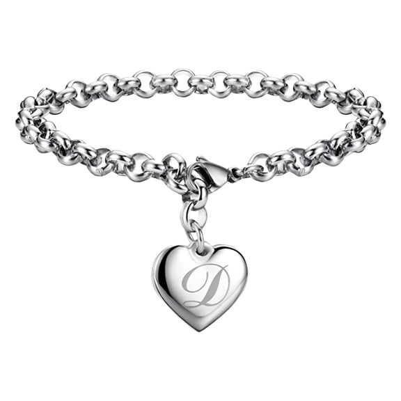 DESIGNICE Fashion Initial Charm Bracelets for Teen Girls Stainless Steel Heart Charm Bracelets for Women 26 Letters Alphabet Bracelet Jewelry Gifts for Teenage Girls