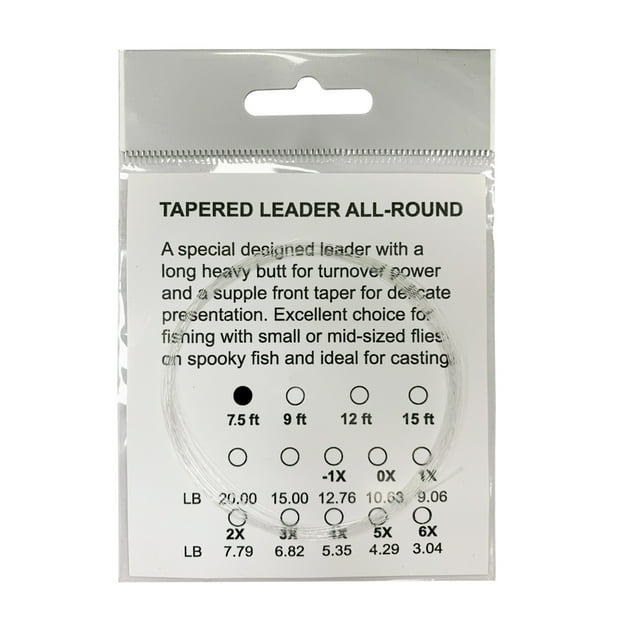7.5ft 9ft 12ft and 15ft 0X-6X 5pcs Per Size Fly Fishing Leader Clear Tapered Leader Fly Line Nylon Fly Line Leader 7.5FT 5PCS Tippet
