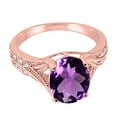 thumbnail image 4 of Mauli Jewels Rings for Women 2.46 Carat Oval Cut Amethyst and Diamond Antique Ring 4-Prong 10K Rose Gold, 4 of 6