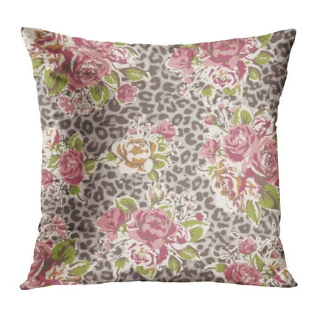 Leopard Roses - ECCOT Pink Flower Rose Leopard Colorful Pattern Tropical Summer Oriental Abstract Pillow Case Pillow Cover 20x20 inch