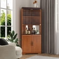 thumbnail image 2 of FENGFAN 5 Tiers Corner Storage Cabinet Tempered Glass Door MDF 30.35x70.86x16.92 in 1 Pack, 2 of 8