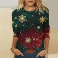 thumbnail image 2 of Weiqiqre Winter Clothing for Women Funny Xmas Tree Lights 3/4 Sleeve Tops Crewneck Family Dressy Blouses Holiday Tunic Tops, 2 of 6