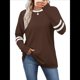 thumbnail image 1 of Camisas de Larga para Mujer, Blusas Casuales con Bloques de Color, Conjuntos de Otoño, Camisetas Básicas, Ropa de Moda Marrón L, 1 of 6
