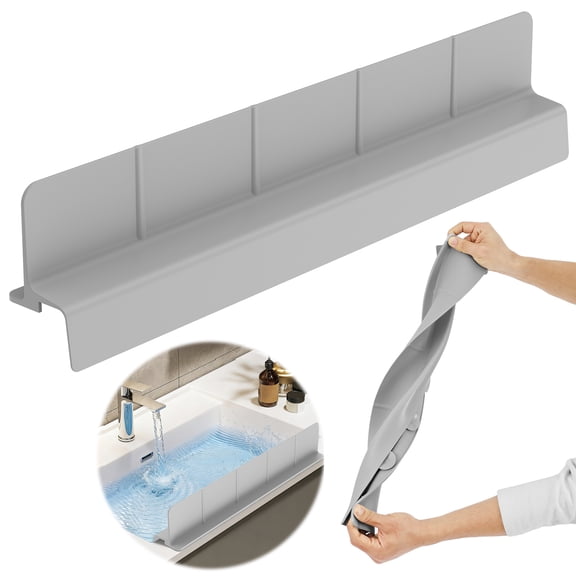 23 inch Sink Water Splash Guard Silicone Sink Splash Guard with Non Slip Strong Suction Backsplash Protector for Kitchen Countertop Bathroom Bathtub