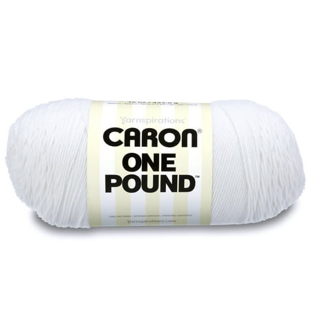 Caron White Acrylic No Dye One Pound Yarn Skein, 812 Yards long