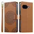 thumbnail image 2 of Leather Case For Google Pixel 9a 6.3",Embossed Totem Wallet With Card Holder,Wristband, Shockproof Kickstand Magnetic Cover,Brown,For Google Pixel 9a, 2 of 7