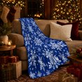 thumbnail image 3 of Royal Blue Winter Wonderland Snowflake, Festive Holiday Scene, Warm Flannel Blanket for Living Room and Reading Nook, Art Lovers Friendship Gift, Festive Home Decor, 3 of 9