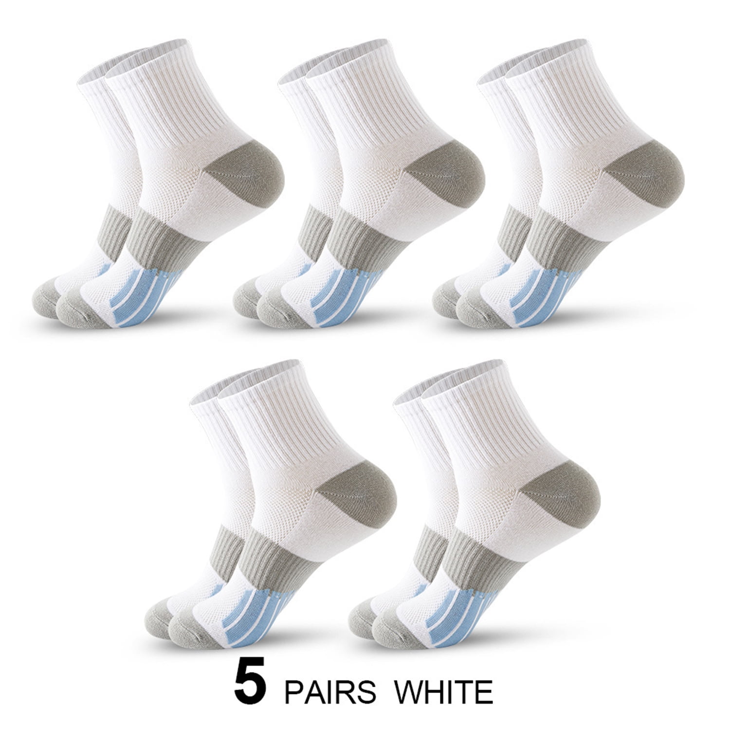 Hehanda 5 Pairs of Men's MidCalf Basketball Socks Color Blocking