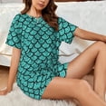 thumbnail image 6 of Kdxio Aquamarine Glitter Print Pajamas Sets for Women Short-Sleeved Pjs with Lounge Shorts Two Piece Sleepwear S-4XL, 6 of 8