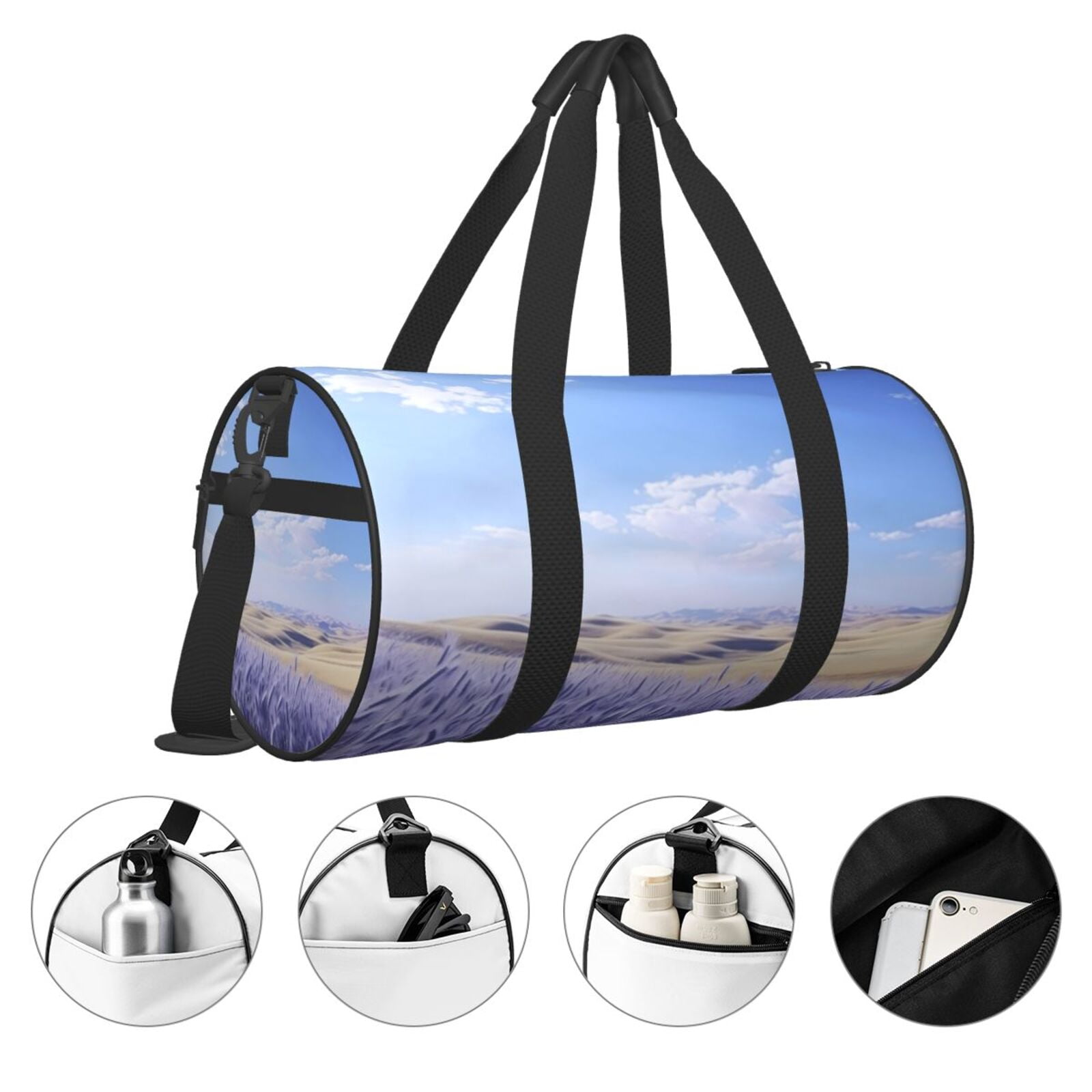 Vsdgher Lavender Fields Under Blue Sky 45L Foldable Duffel Bag, Sports Gym Bag,Overnight Bag, Portable Weekender Bag for Airplanes