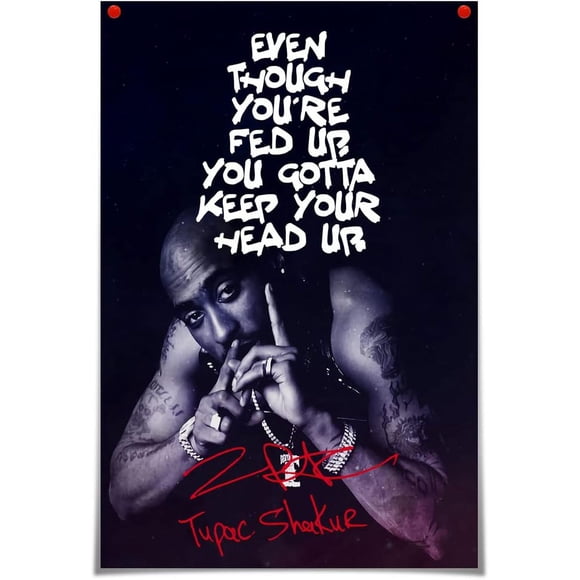 PPHAOSHO Tupac Pac Motivationnel Musique Rappeur Affiche Peinture Sans Cadre Toile Affiches Murales Art Image Impression Déco Maison Moderne 12x18 Pouces