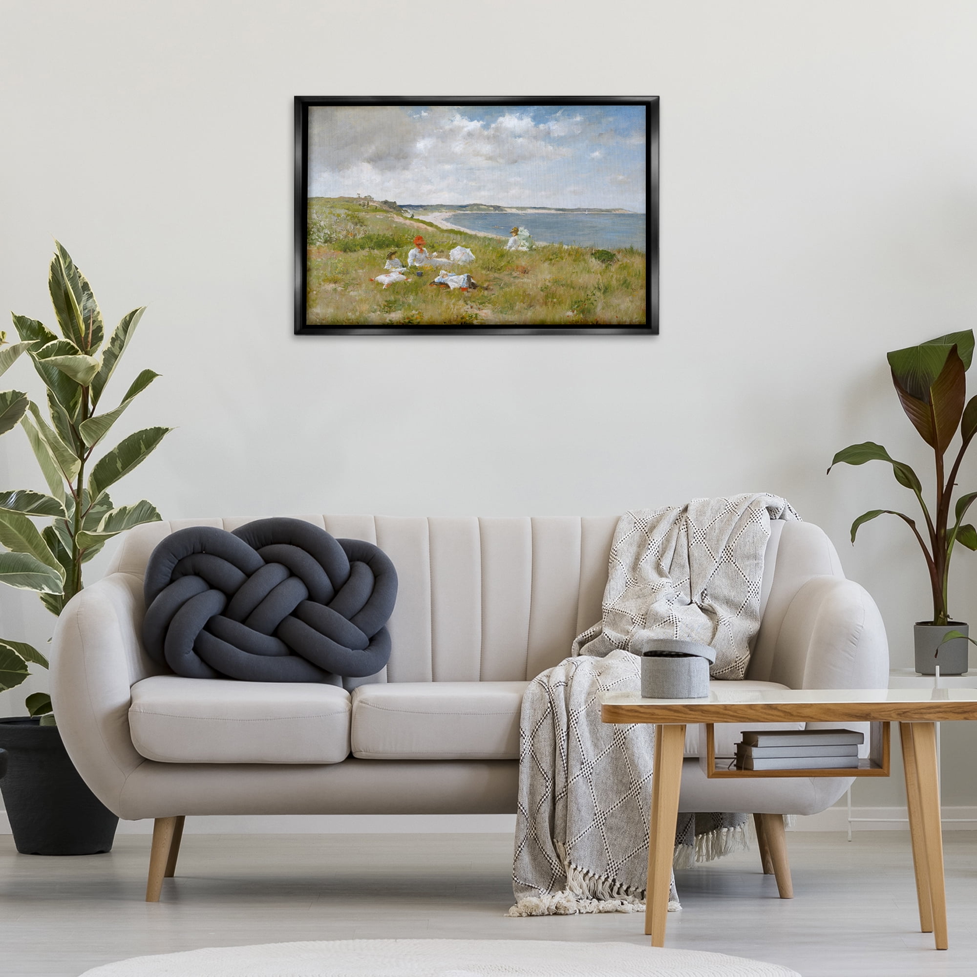 Stupell Industries Clasical Idle Hours Painting Landscape & Nature Painting Black Floater Framed Canvas Art Print Wall Art, 31 x 21