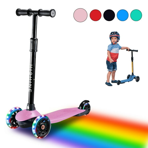 Kick Scooter for Kids, 3-wheel toddler scooter with 3 Light Up Wheels and Adjustable Height for 2-7 Years Old Ages Girls and Boys Toddlers & Children, Pink