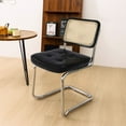 thumbnail image 3 of TPHORK Rattan Dining Chair Set of 2,Modern Accent Chair,2 PCS Leather Upholstered Armless Mesh Back Cane Chairs with Metal Chrome Base for Home,Kitchen,Dining Room,Waiting Room,Black, 3 of 10