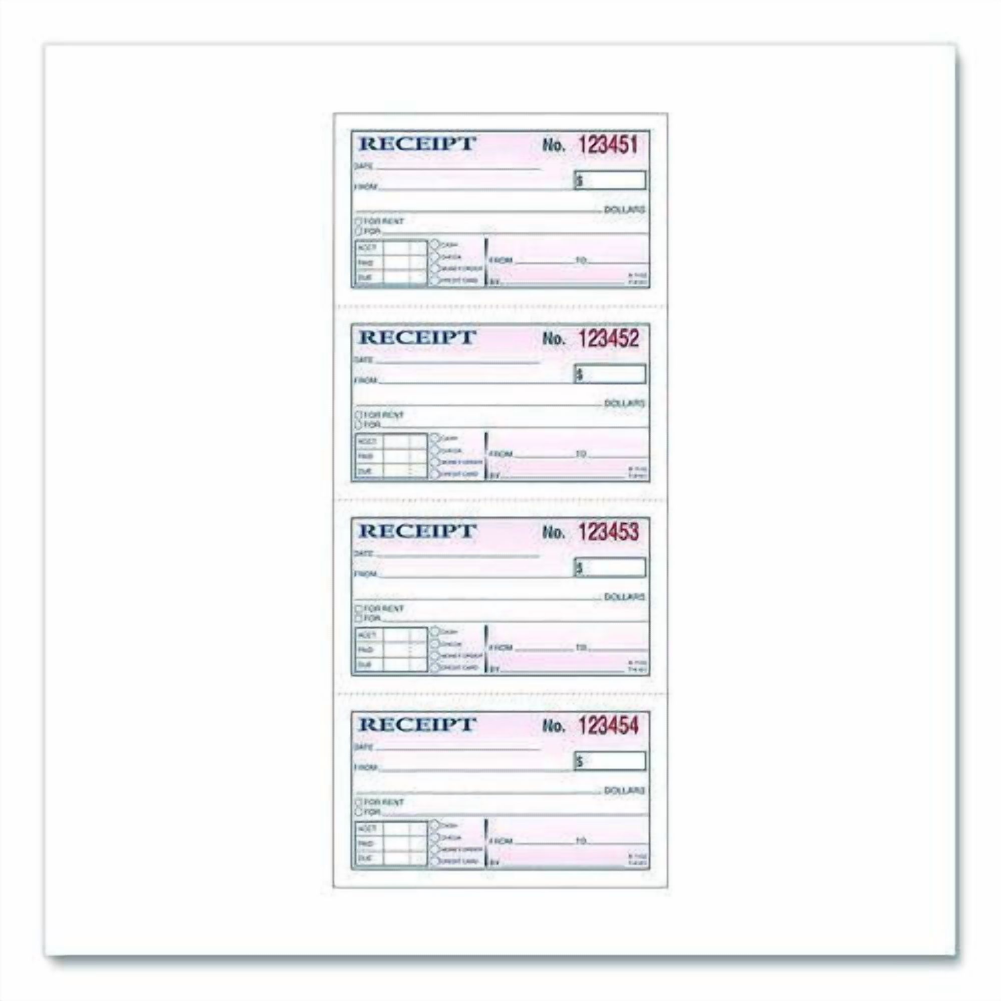 Money/Rent Receipt Book, Two-Part Carbonless, 4.75 x 2.75, 200 Forms Total | Bundle of 2