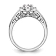 thumbnail image 2 of Solid 14K White Gold Round Diamond Side-Stones with CZ Cubic Zirconia Center Stone Halo Engagement Ring Size 5.5, 2 of 8