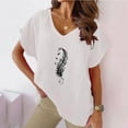 thumbnail image 2 of Fancifize Womens Graphic Summer Tops Cotton Linen Short Sleeve Casual V Neck T Shirt Loose Fit Comfy Vintage Tees for Women,S-3XL, 2 of 4
