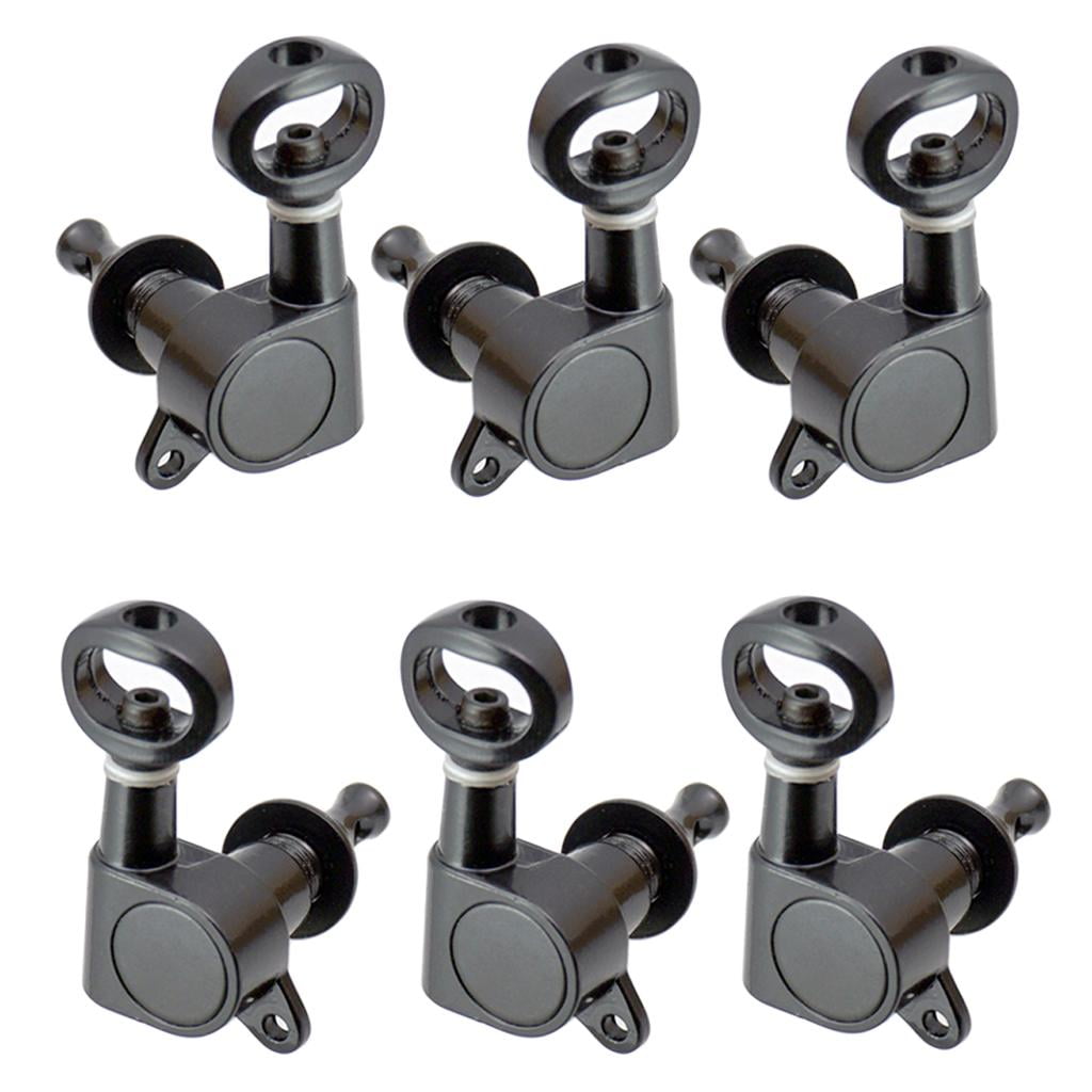 6 Pieces Guitar Replacement Full Closed Tuning Pegs Machine Heads for Electric/Acoustic Guitar Black