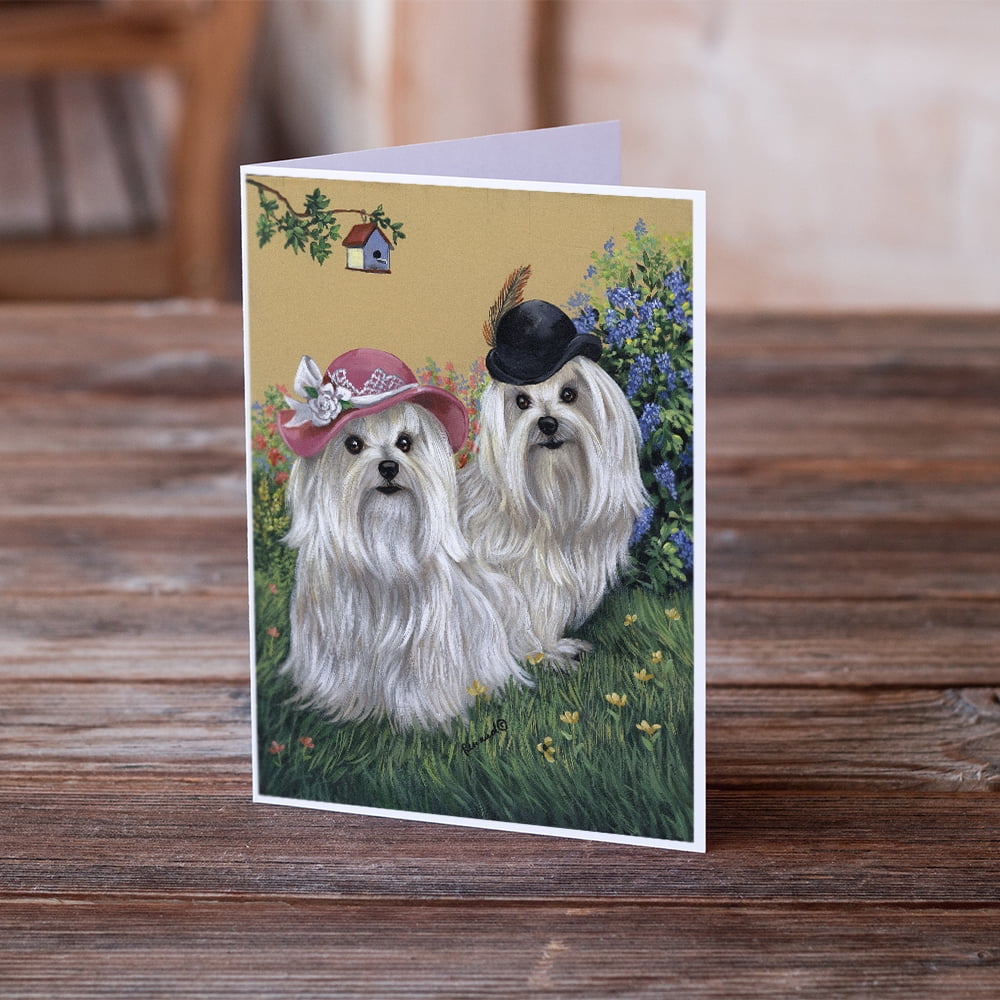 Caroline's Treasures Maltese Mr & Mrs Greeting Cards with Envelopes, 5" x 7" (8 Count)
