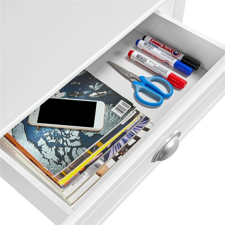 Easyfashion Corner Writing Desk with Storage Drawer, White