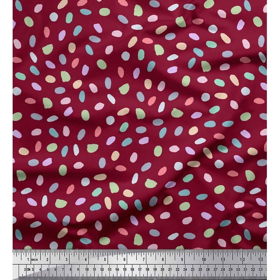 Soimoi Red Cotton Duck Fabric Brush Stroke Abstract Print Fabric by Yard 42 Inch Wide