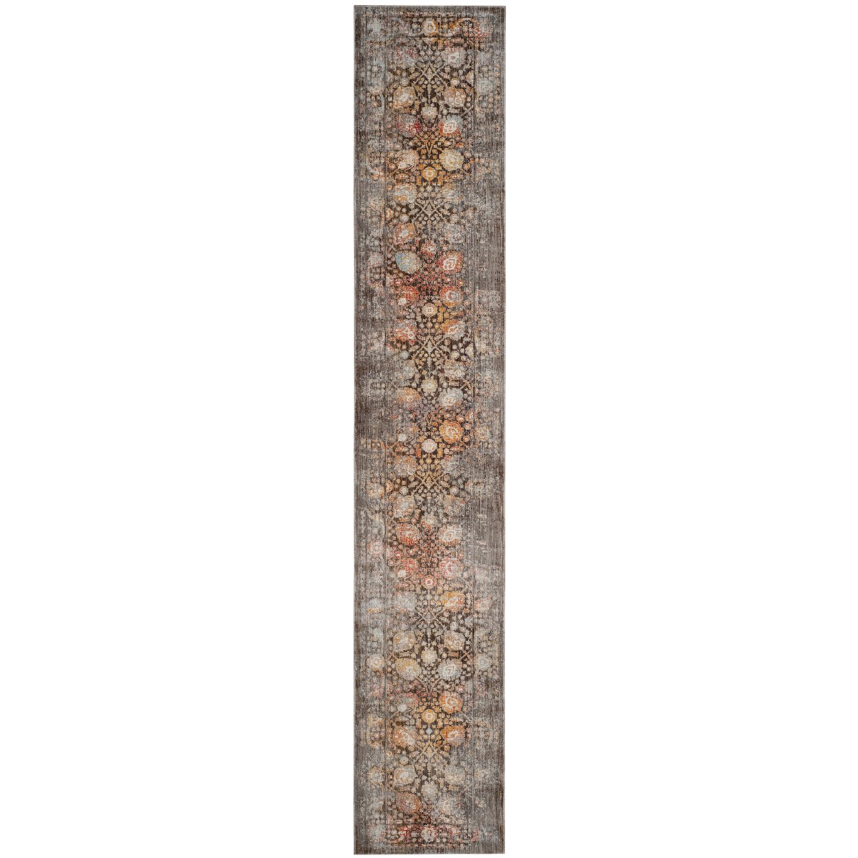 SAFAVIEH Vintage Persian Algernon Floral Bordered Polyester Runner, Brown/Multi, 2'2"x10'