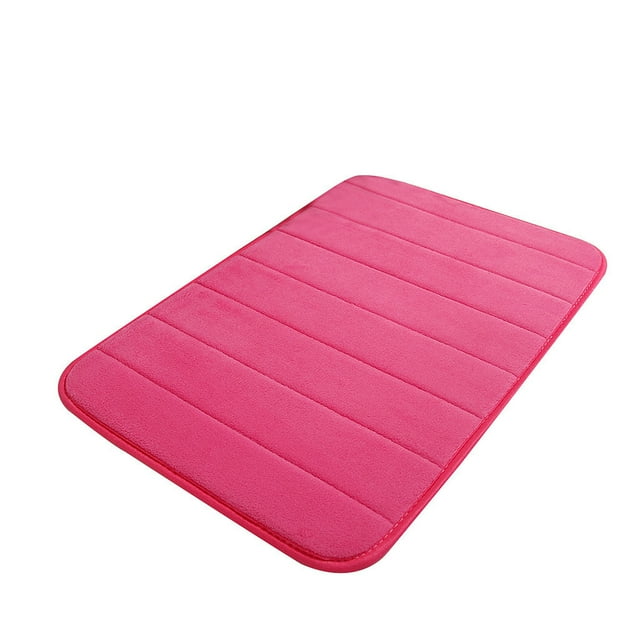 yulier Memory Foam Bath Mat Rug, 35 x 20 Inches, Comfortable Soft Water Absorbent Bathroom Rug, Non-Slip Machine Washable Bath Rug Bathroom Floor Rug, Hot Pink