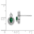 thumbnail image 4 of Auriga Fine Jewelry 925 Sterling Silver Rh-plated Created Emerald and Diamond Stud Earrings for Women, 4 of 6