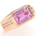 thumbnail image 2 of Men's Lab-Created Pink Sapphire Diamond Channel Ring In Solid 14k Rose Gold, 2 of 6
