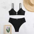 thumbnail image 2 of Kukoosong Women's Solid Color Adjustable Backless Bikini Set with Spaghetti Straps Support Bralette and High Cut Briefs for Swimming Beach Vacation, 2 of 5