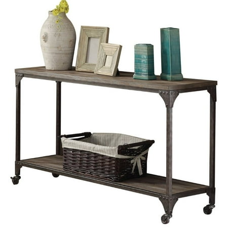 Acme Gorden Console Table With Casters, Rustic Wood Console Table Canada