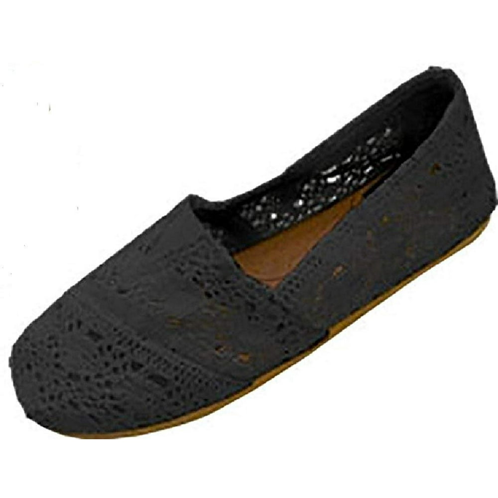 womens canvas crochet slip on shoes flats