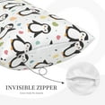 thumbnail image 3 of Lsque Colorful Hearts Penguin Pattern Pillow Case – Soft & Cozy Throw Pillow Cover, Hypoallergenic Cushion Case for Sleeping Women with Envelope Closure-20"x30", 3 of 6