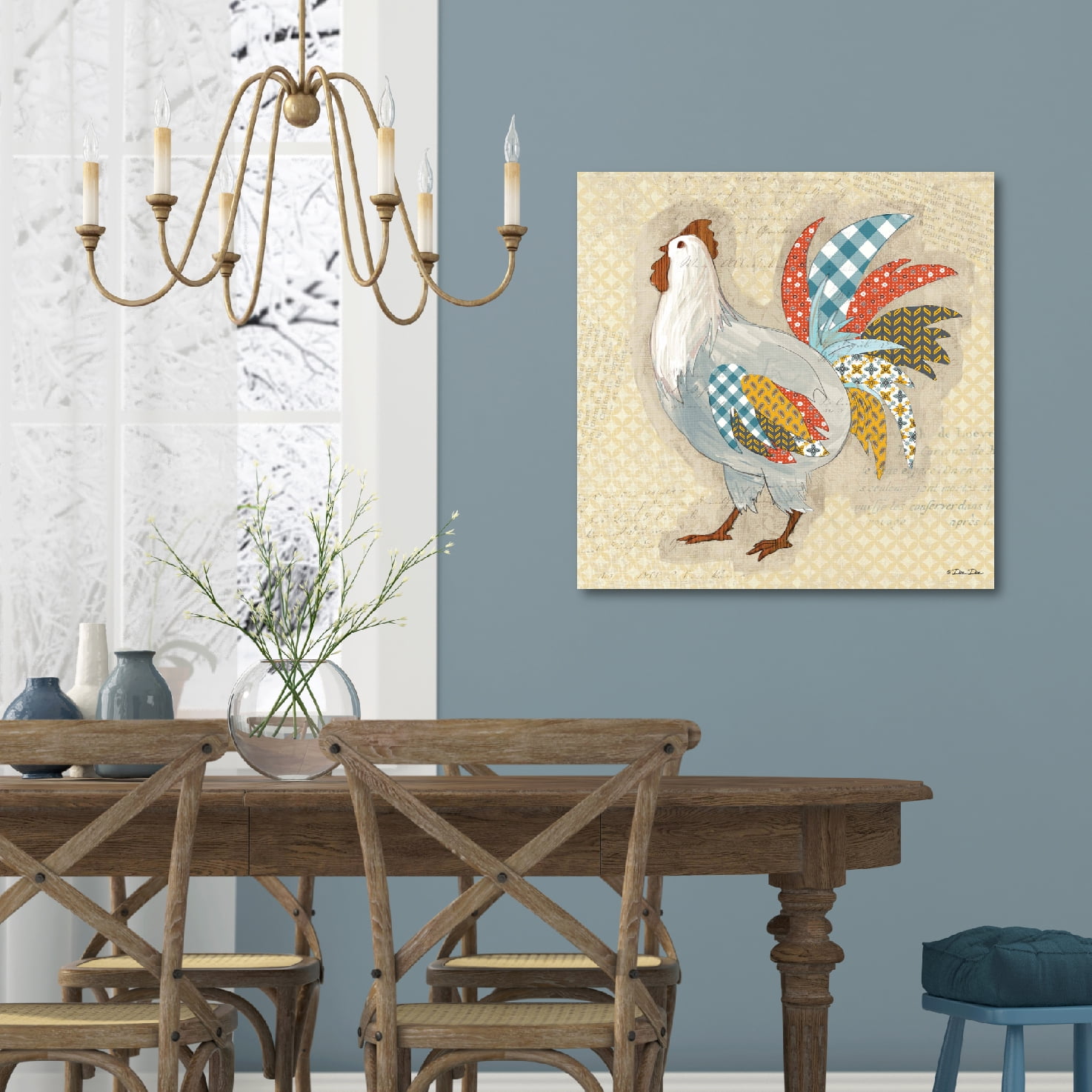 Patterned Roosters II Gallery-Wrapped Canvas Wall Art, 16x16