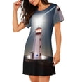 thumbnail image 2 of Fotbe Peggy's Cove Lighthouse Bata de Dormir para Mujer con Estampado, Camisón de Algodón de Manga Corta, Ropa de Dormir Casual, 2 of 6