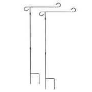 G128-(2pk) 36"x16" Mini Flag Pole Holder with 2 clips |Garden Stand Stakes Yard Outside, Black Iron