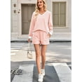 thumbnail image 2 of Women'S Striped Sets 2 Piece Outfits Long Sleeve Sweatshirt and Shorts Set Orange Color L, 2 of 8
