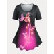 thumbnail image 1 of Camiseta en Talla Extra con Estampado de Mariposa y Curvo en Forma de Mariposa Rosegal  Camisetas tallas grandes, 1 of 5