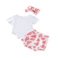 thumbnail image 2 of Letter Cow Pattern Short Sleeve Romper  Shorts  Headband, 2 of 6