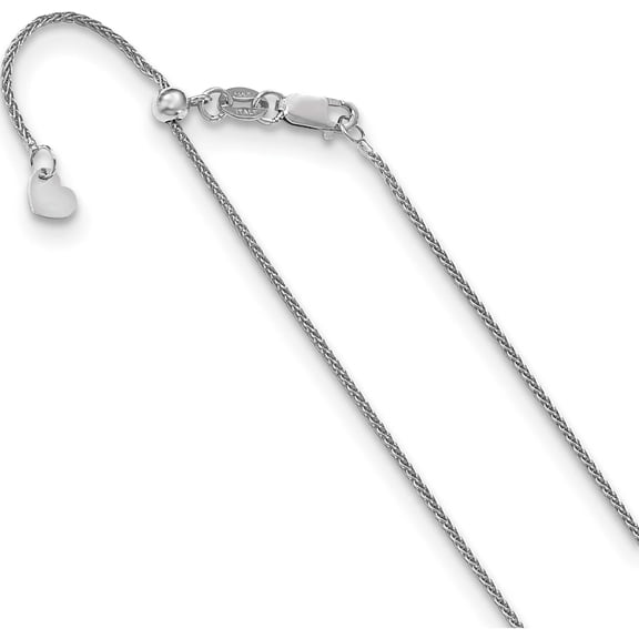 14K White Gold Jbsp's Adjustable 1mm Wheat Chain (22 X 1) Made In Italy 3079-22